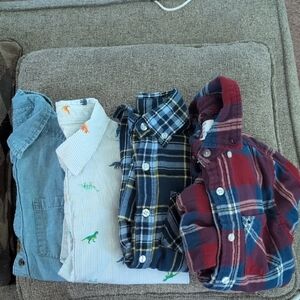 Plaid and Dinosaur Print Kids Shirt Set